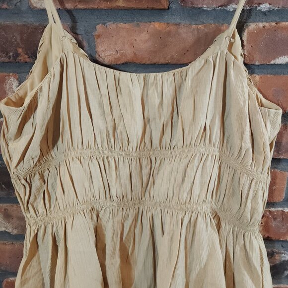 NWT Ann Taylor LOFT Smocked V-neck Peplum Cami in Soft Straw Neutral Women's M - Picture 7 of 8